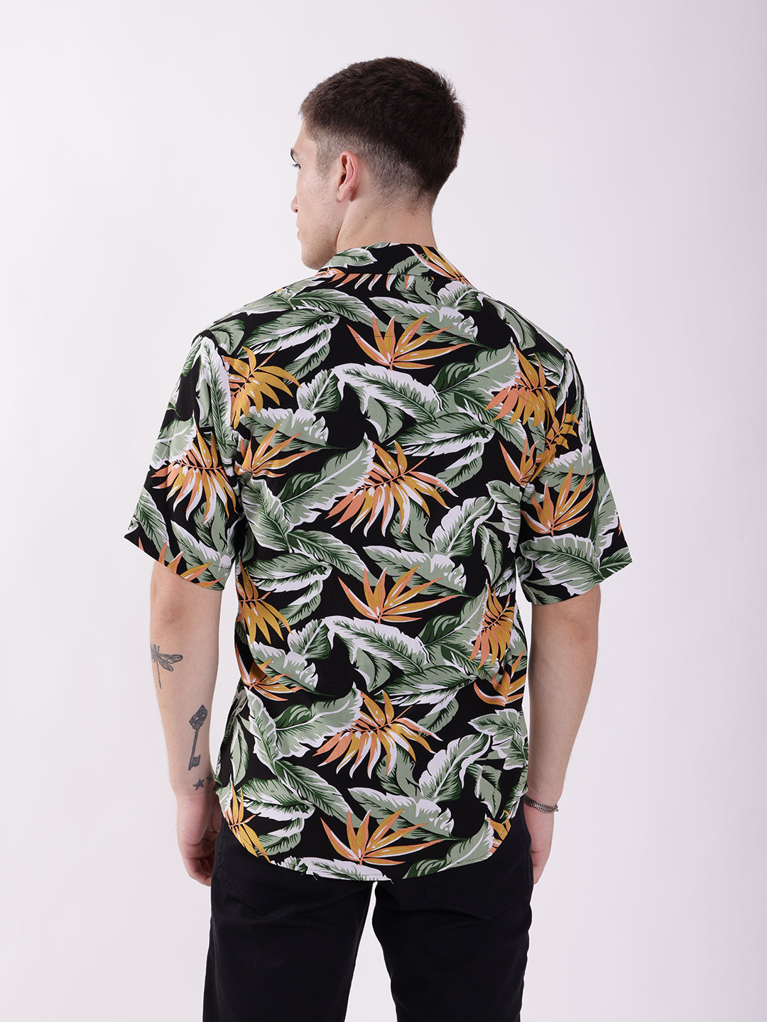 Unisex Black Tropical Aloha Shirt