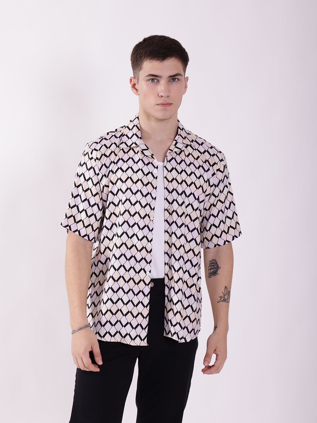 Unisex Geometric Pattern Aloha Shirt