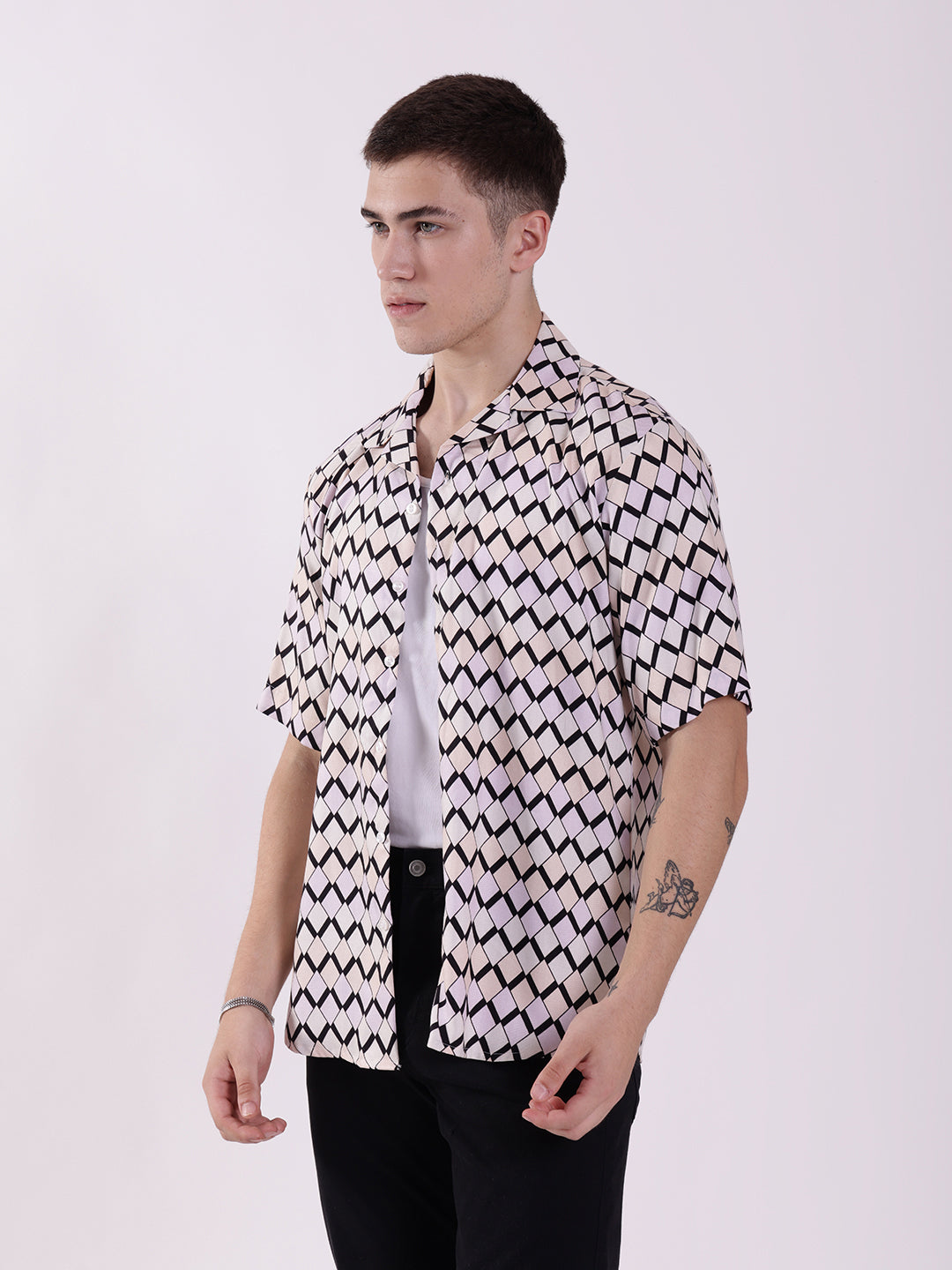 Unisex Geometric Pattern Aloha Shirt