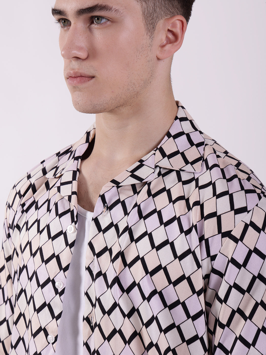 Unisex Geometric Pattern Aloha Shirt