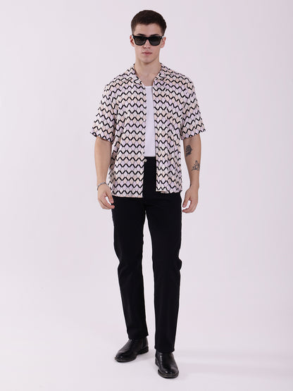 Unisex Geometric Pattern Aloha Shirt