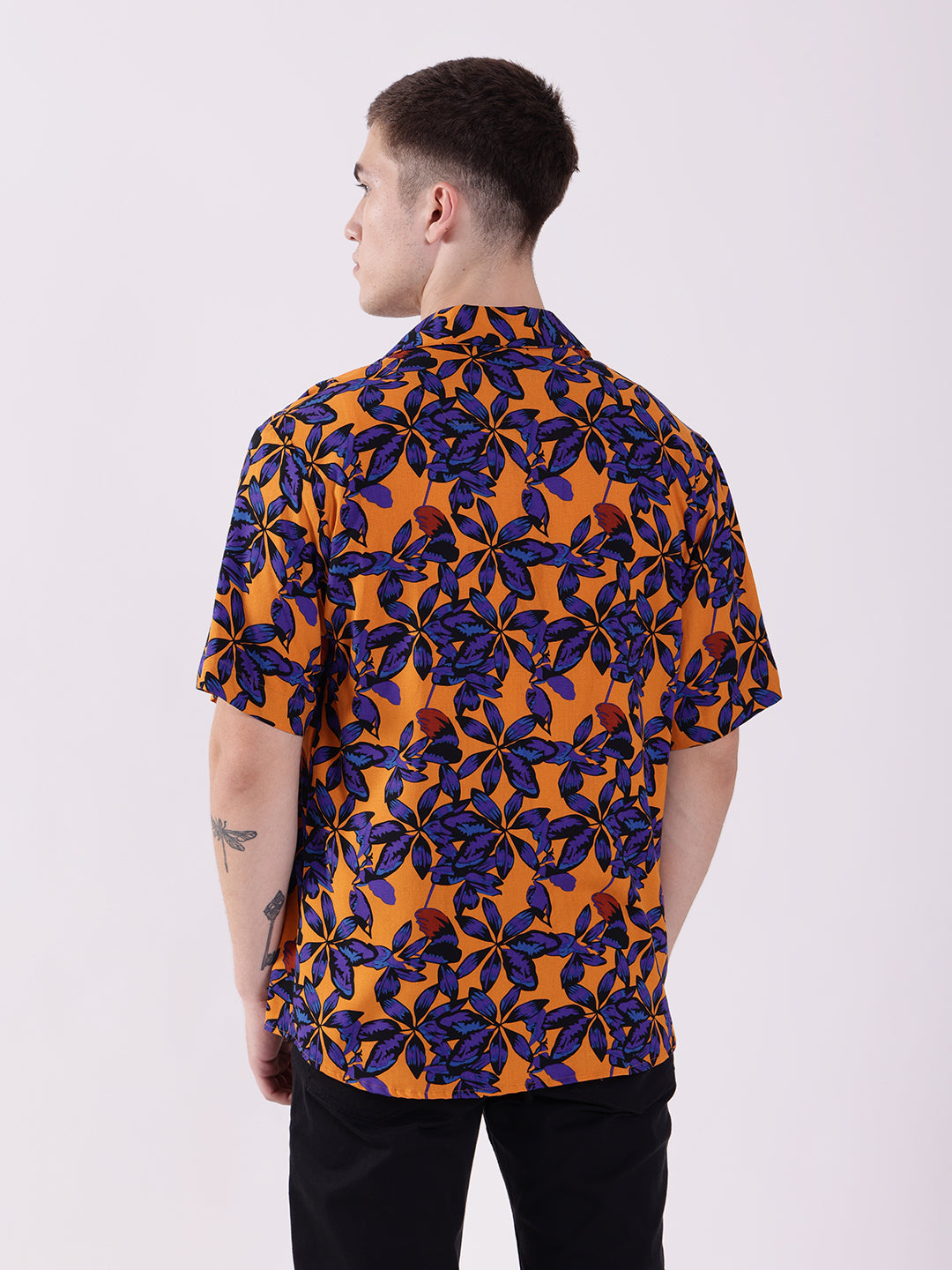 Unisex Orange Tropical Aloha Shirt