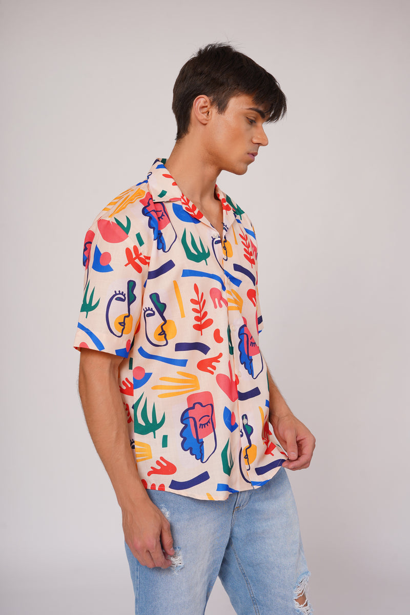 Unisex Colourful Abstract Art Aloha Shirt