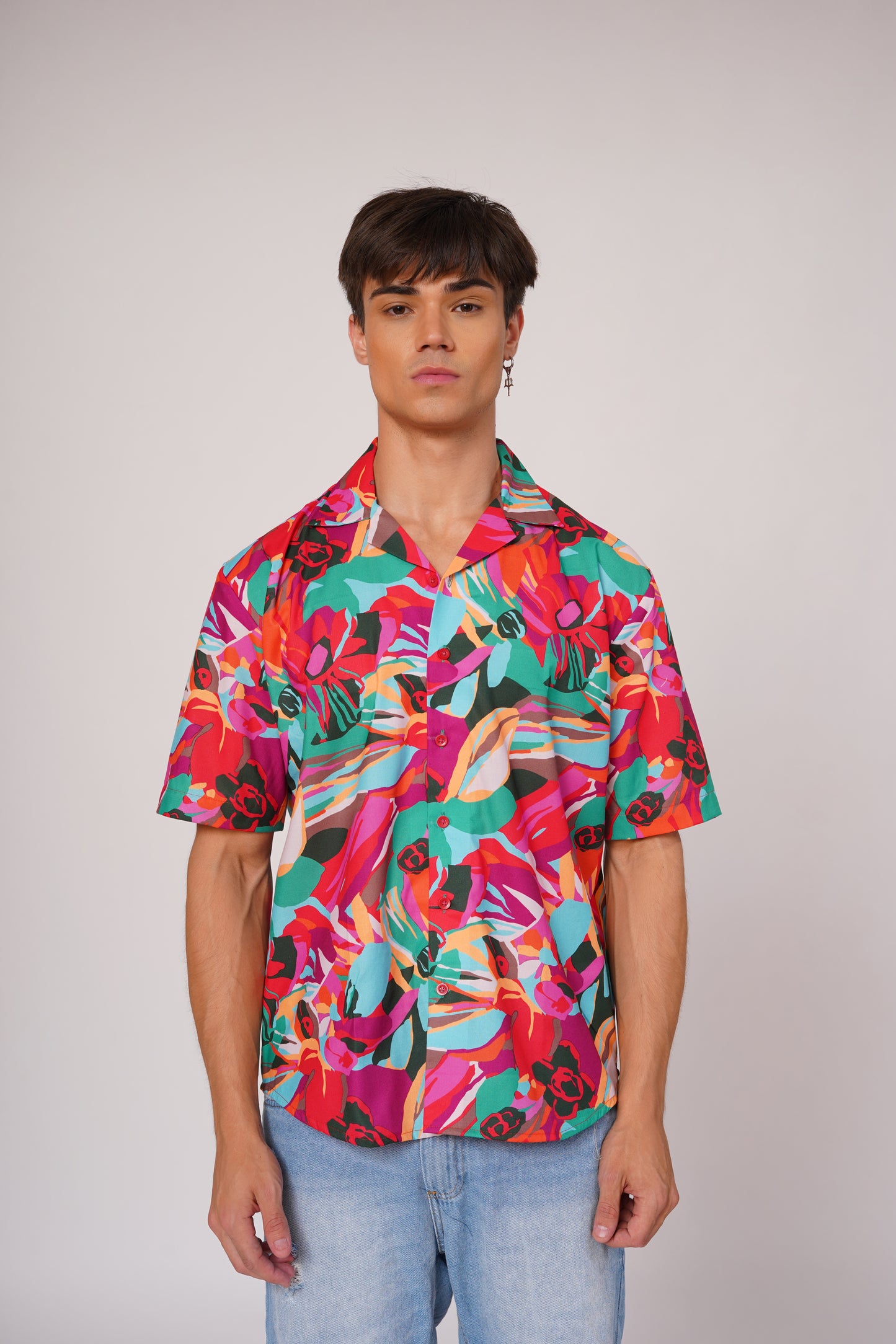 Unisex Bright Floral Aloha Shirt