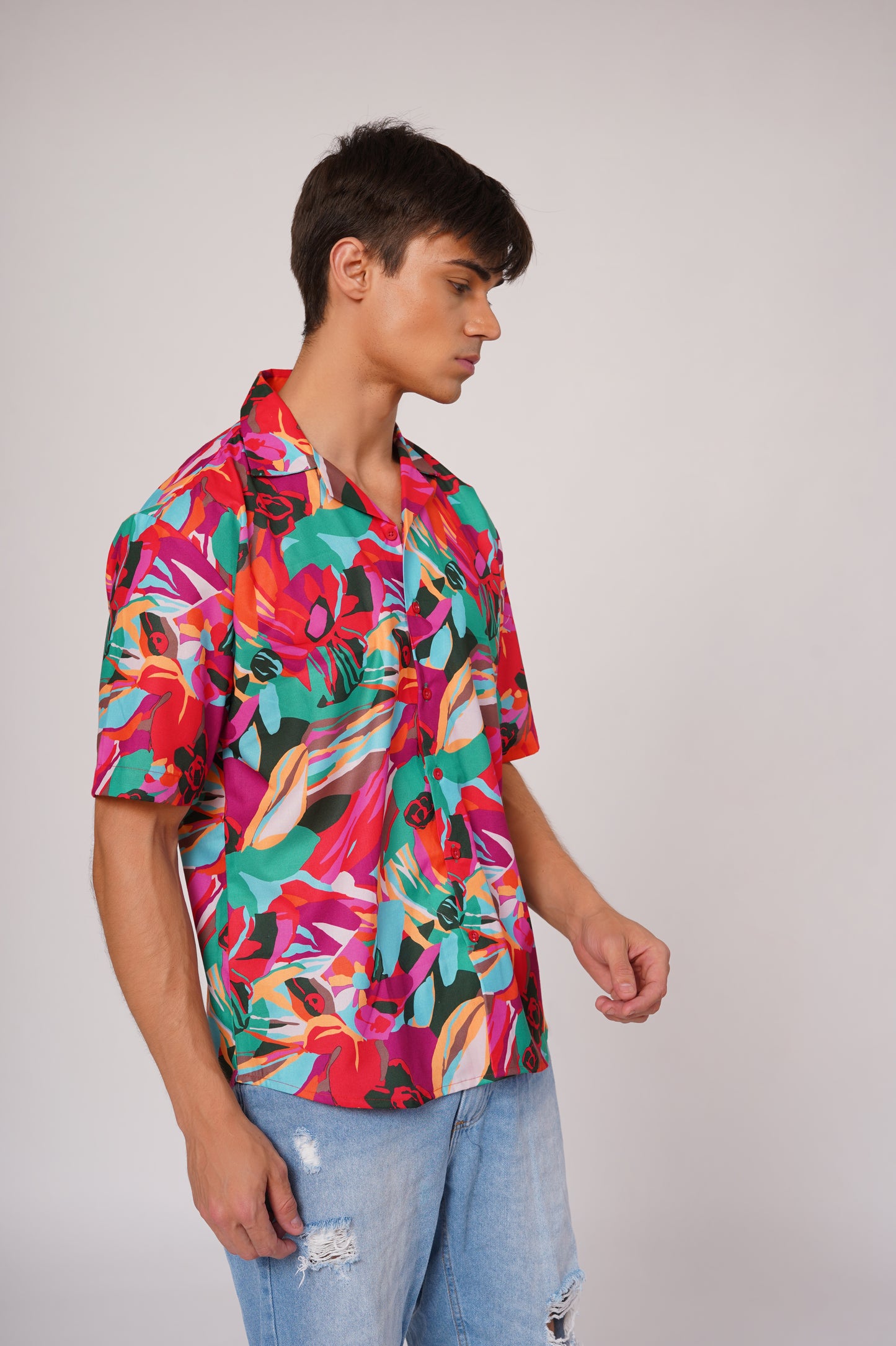 Unisex Bright Floral Aloha Shirt