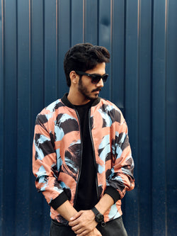 Unisex Multi Coloured Abstract Paint Art Bomber Jacket