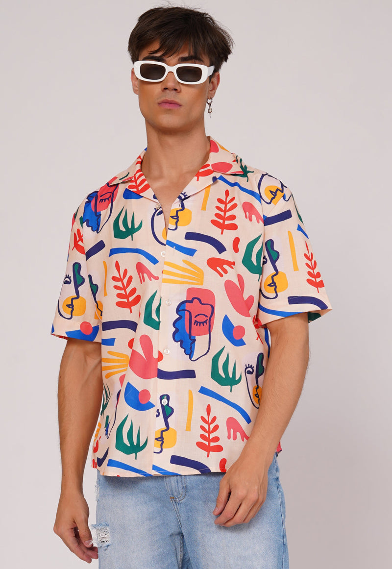 Unisex Colourful Abstract Art Aloha Shirt