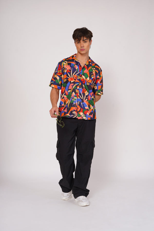 Unisex Vibrant Jungle Print Aloha Shirt