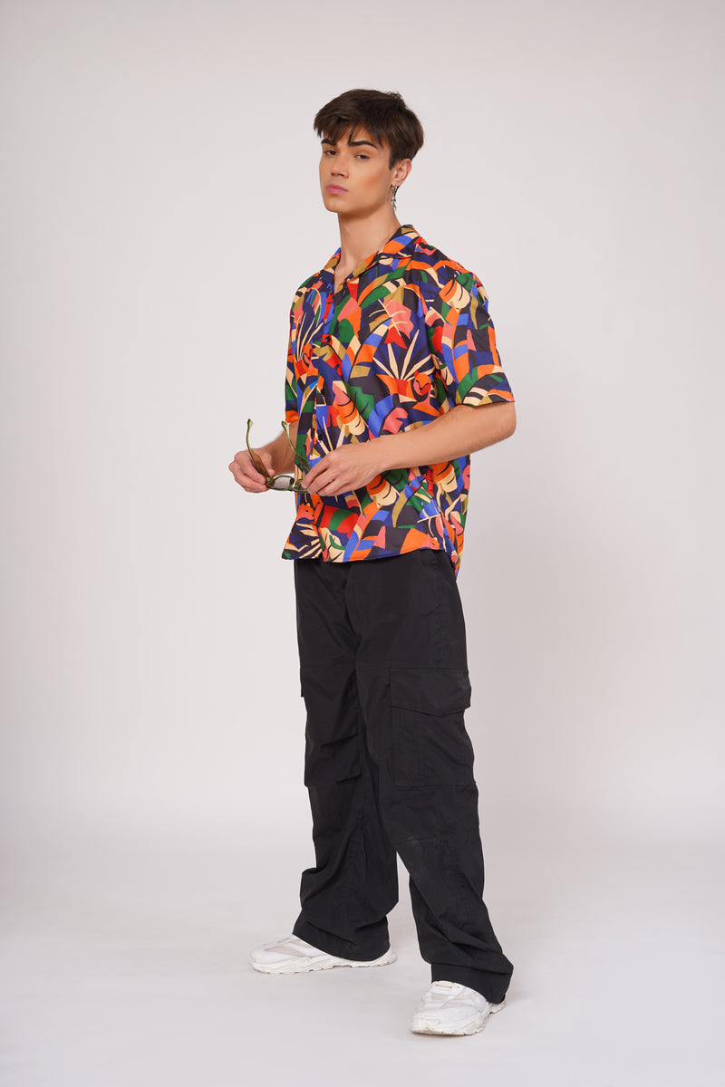 Unisex Vibrant Jungle Print Aloha Shirt