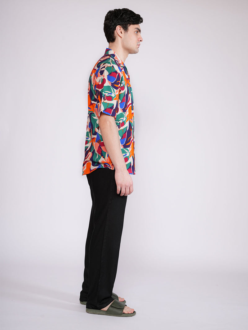 Unisex Multicoloured Vibrant Jungle Art Aloha Shirt