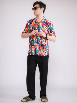 Unisex Multicoloured Vibrant Jungle Art Aloha Shirt