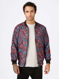 Unisex Multicoloured Liquid Art Bomber Jacket