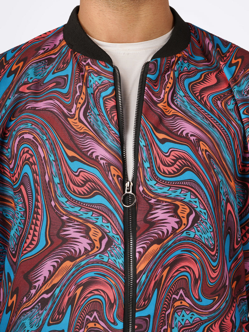 Unisex Multicoloured Liquid Art Bomber Jacket