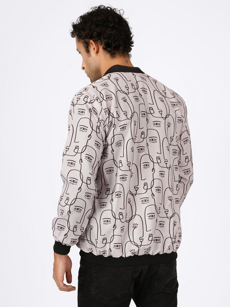 Unisex White Modern Art Bomber Jacket