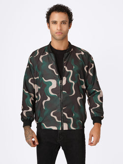 Unisex Green Abstract Pattern Bomber Jacket