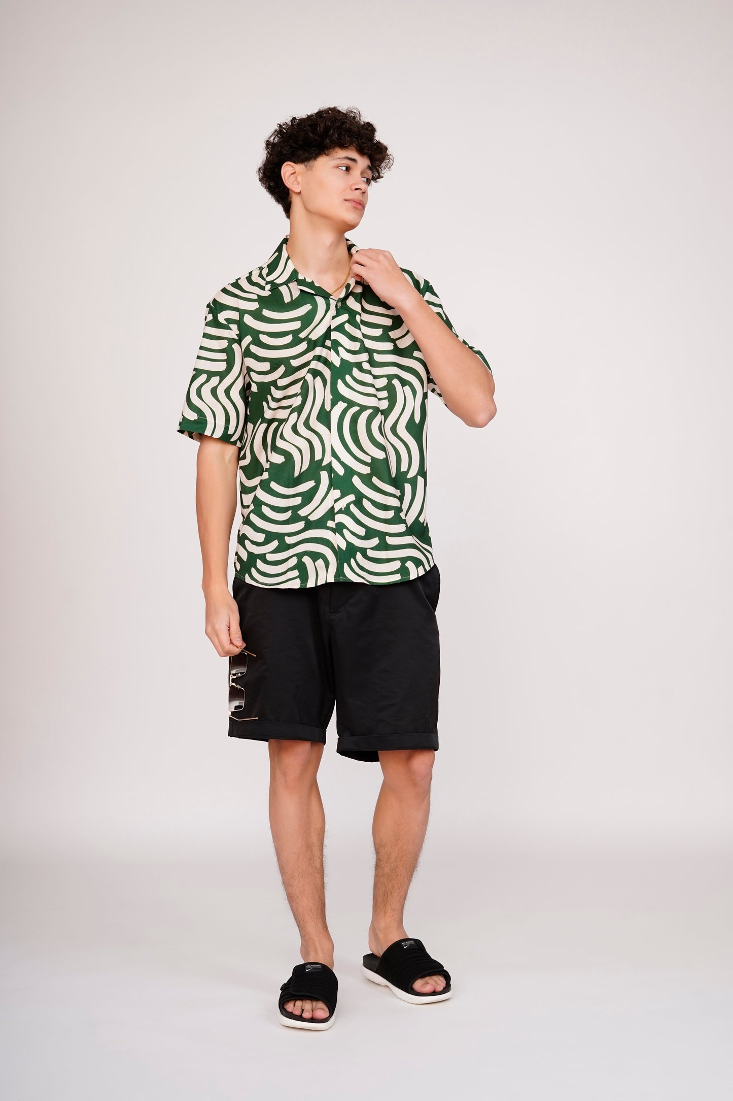 Unisex Green Abstract Art Aloha Shirt