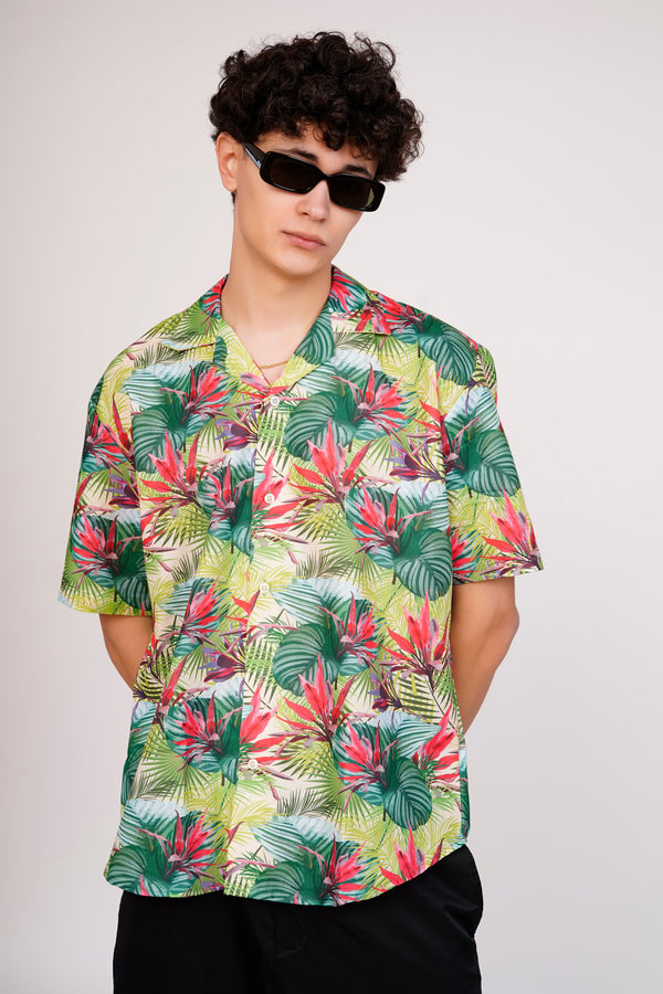 Unisex Green Exotic Summer Special Aloha Shirt