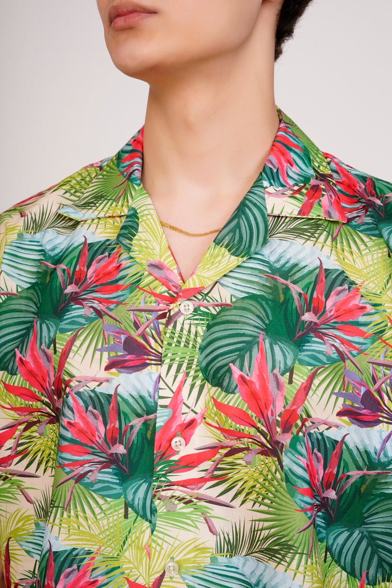 Unisex Green Exotic Summer Special Aloha Shirt