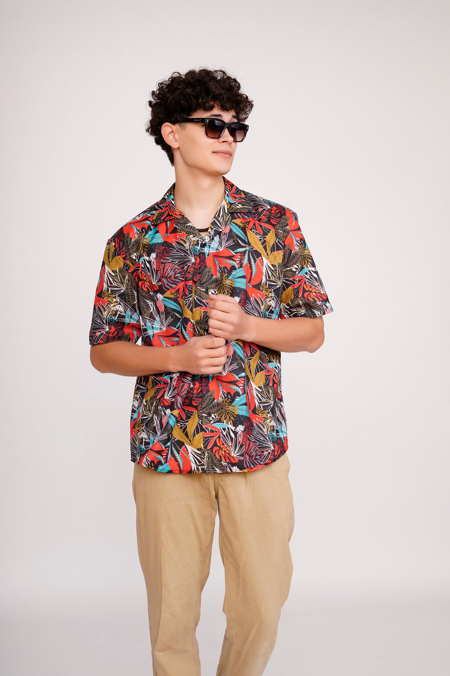 Unisex Vibrant Floral Art Aloha Shirt