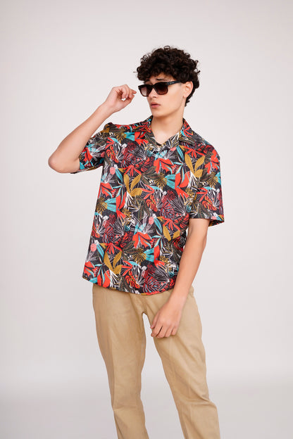 Unisex Vibrant Floral Art Aloha Shirt