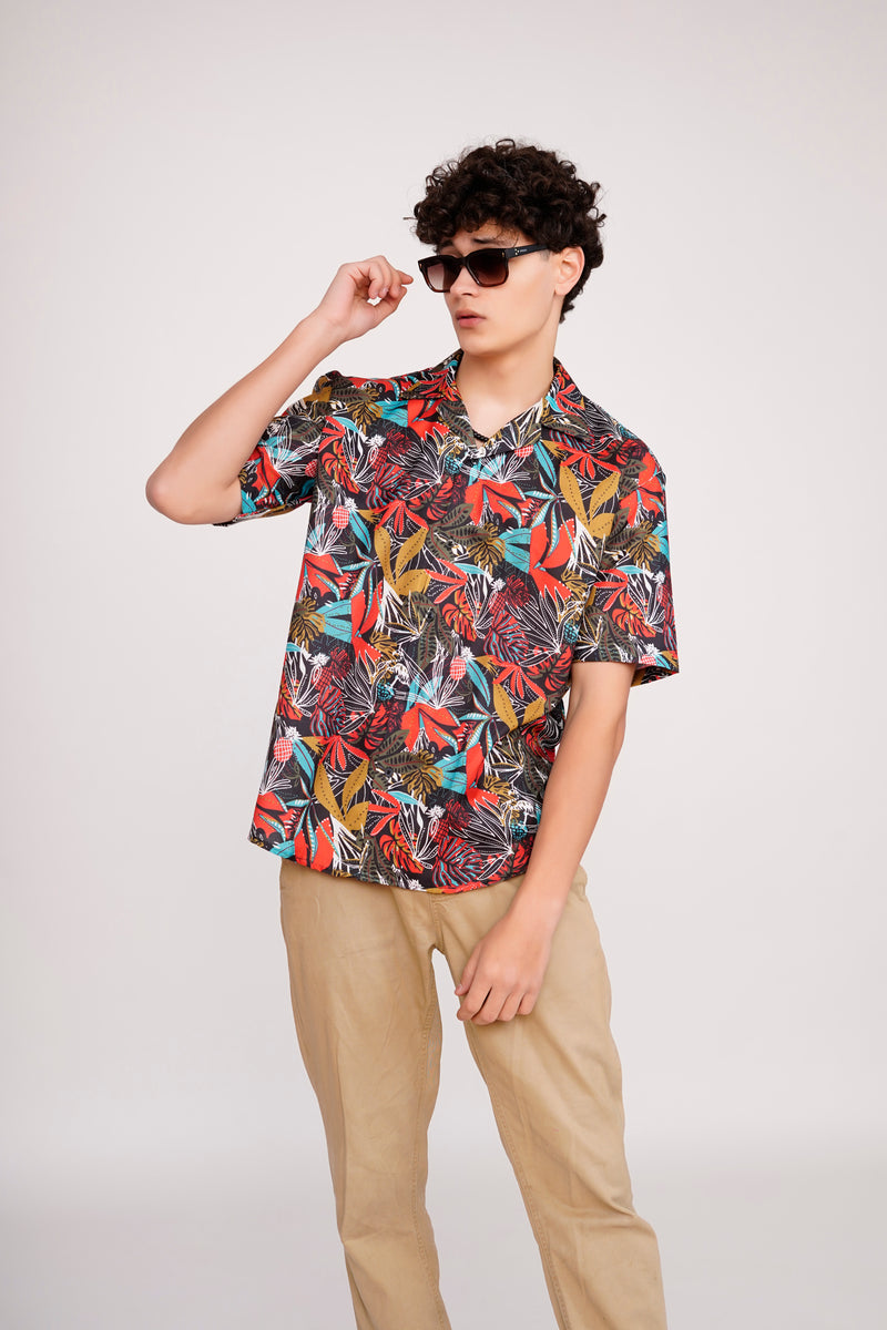 Unisex Vibrant Floral Art Aloha Shirt