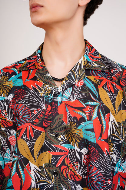 Unisex Vibrant Floral Art Aloha Shirt