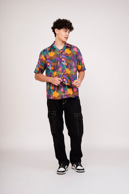 Unisex Black Jungle Aloha Shirt