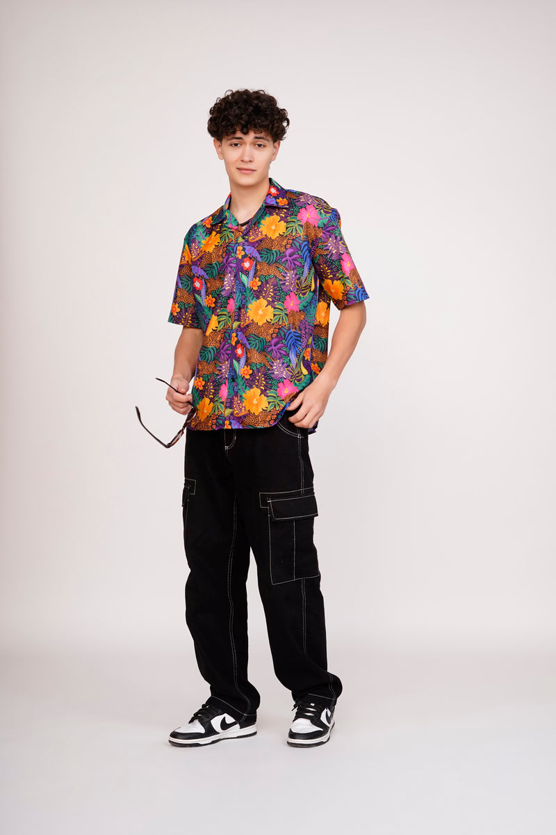 Unisex Black Jungle Aloha Shirt