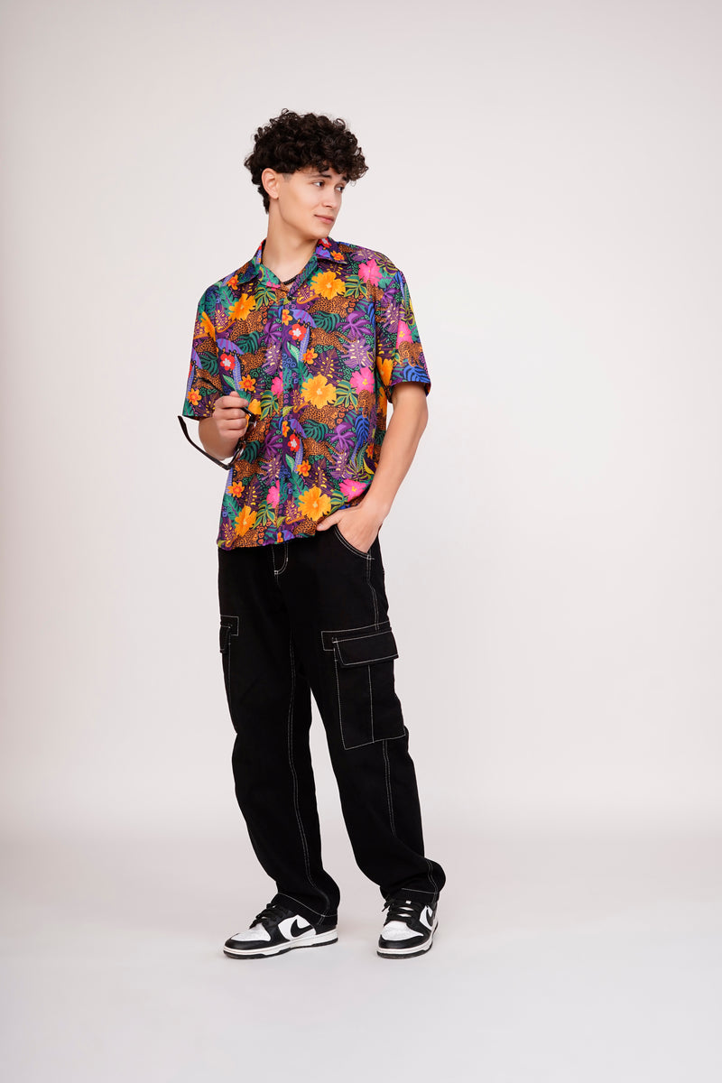 Unisex Black Jungle Aloha Shirt