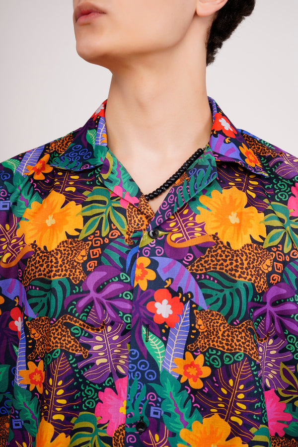 Unisex Black Jungle Aloha Shirt