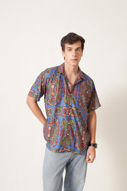 Unisex Blue Abstract Aloha Shirt